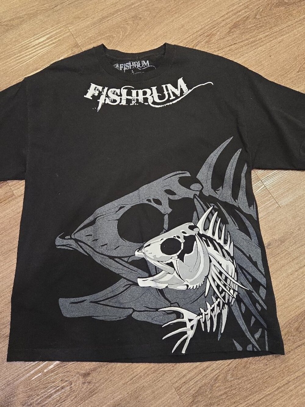 FISHBUM Black Fish Skeleton Graphic T-Shirt Black